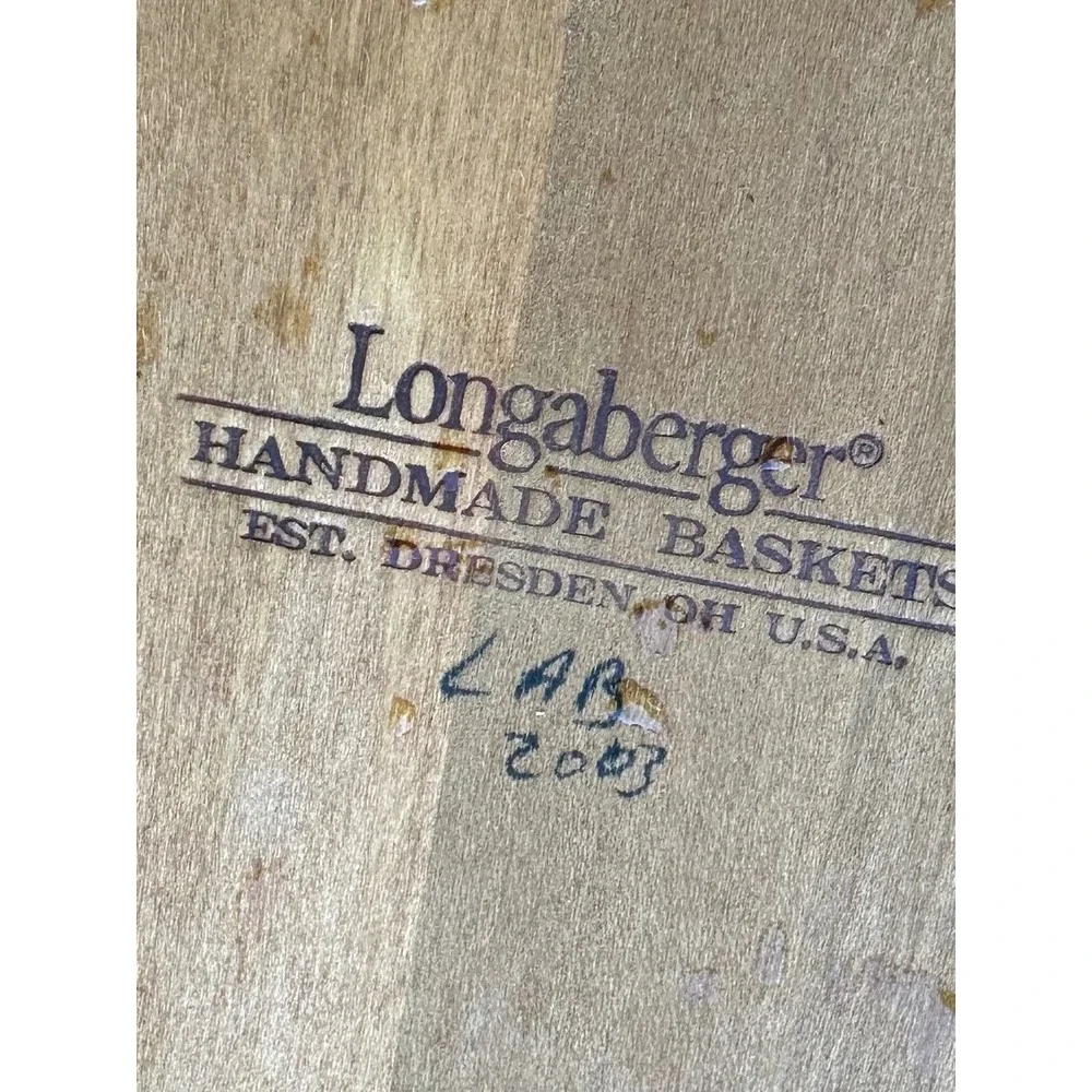 Longaberger 2003 Handmade Basket with Burgundy Liner Boat Shape 12 Inch